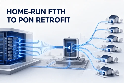 Návrh vláknové sítě pro konverzi domů-Spusťte FTTH na architekturu splitteru PON